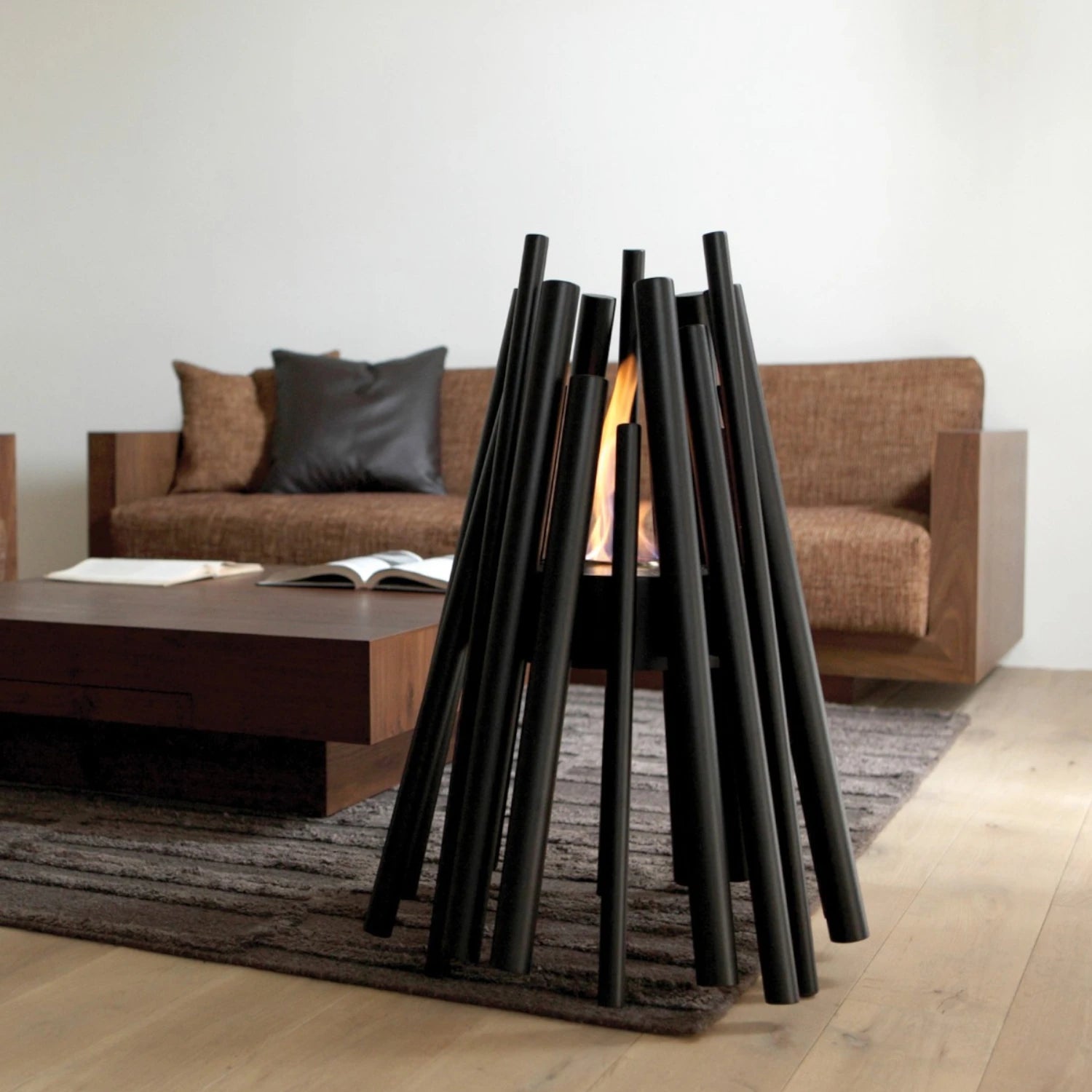 Stix Outdoor - Cheminée au bioéthanol noire pour l’extérieur