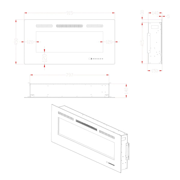 Titanite 91 cm - Cheminée murale et encastrable