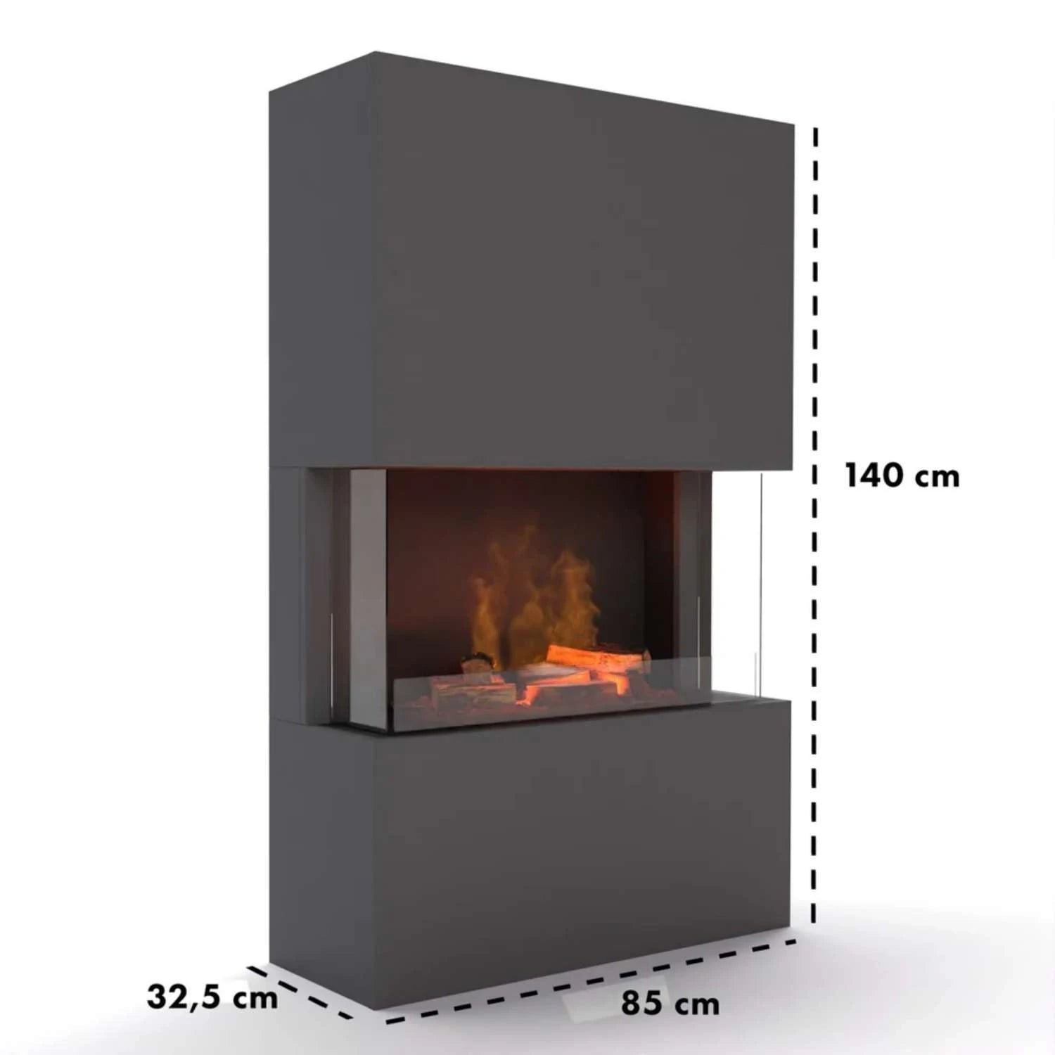 Cheminée hybride Tucholsky 3 côtés – Gris
