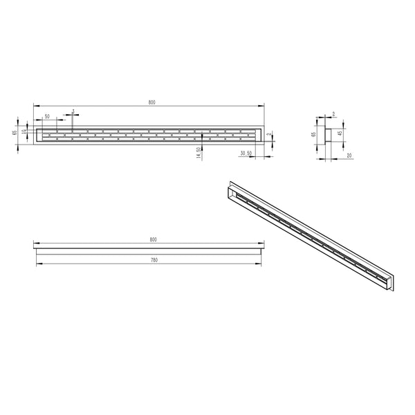 Grille de ventilation blanche - 80 x 6,5 cm - 210 cm²