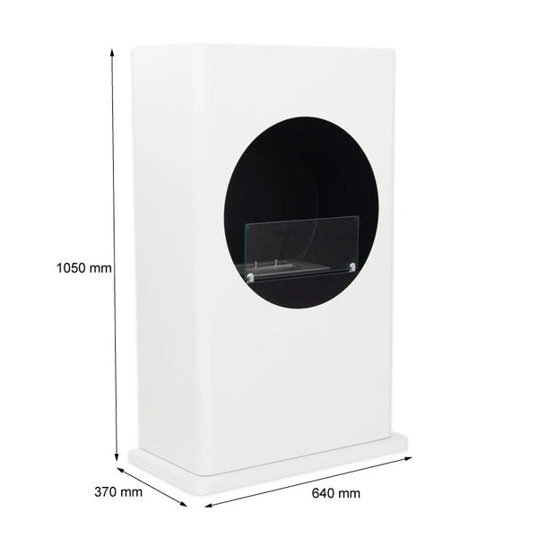 White Bioethanol Fireplace with Round Cutout