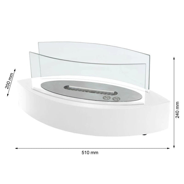 Oval Table Bio Fireplace in White