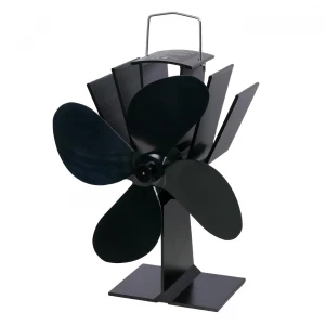 Ventilateur de cheminée noire avec 4 pales en acier, conçu pour les poêles à bois et les cheminées à bioéthanol - améliore la di